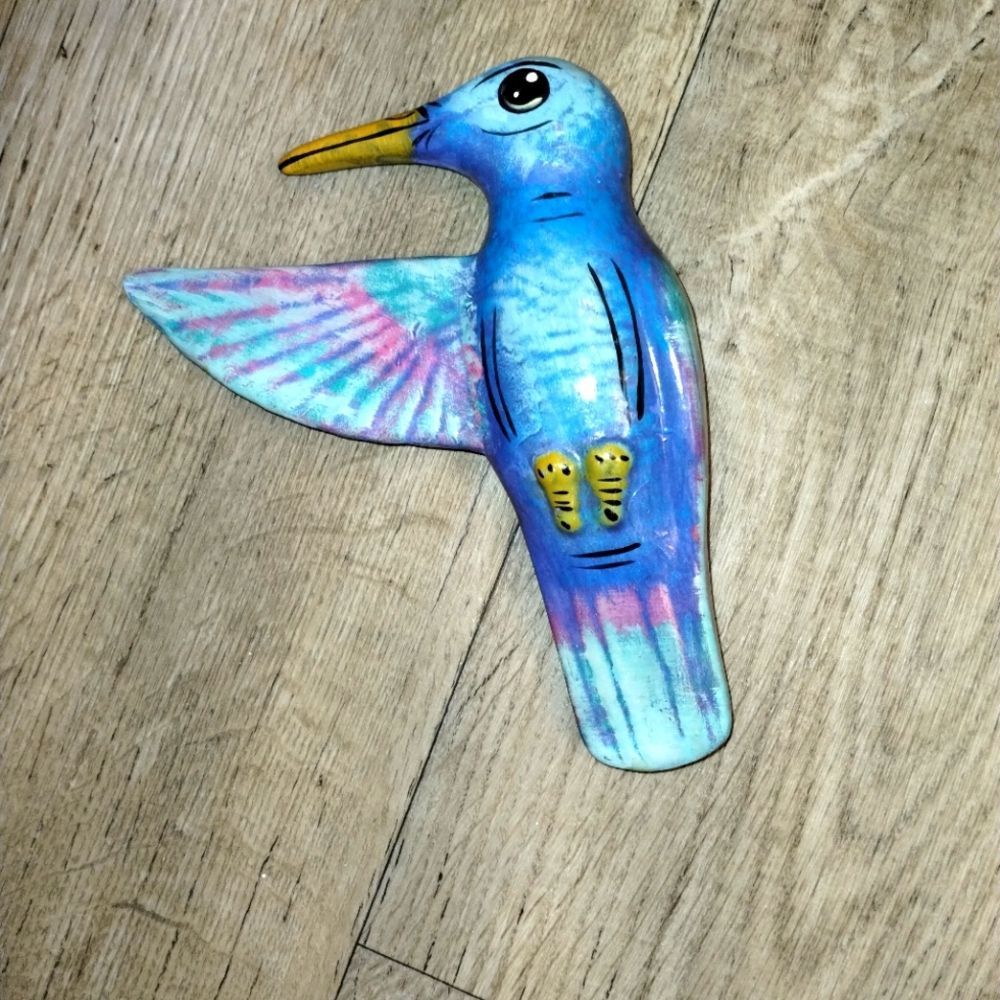 Ceramic wall bird Mexican Wall Art beautiful shades of blues and teal